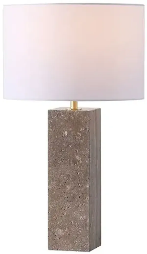 Fynor Travertine Table Lamp - Dark Brown