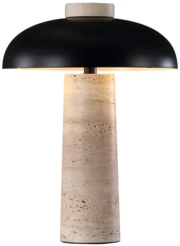 Veyrais Travertine Table Lamp - Natural/Black - Beige