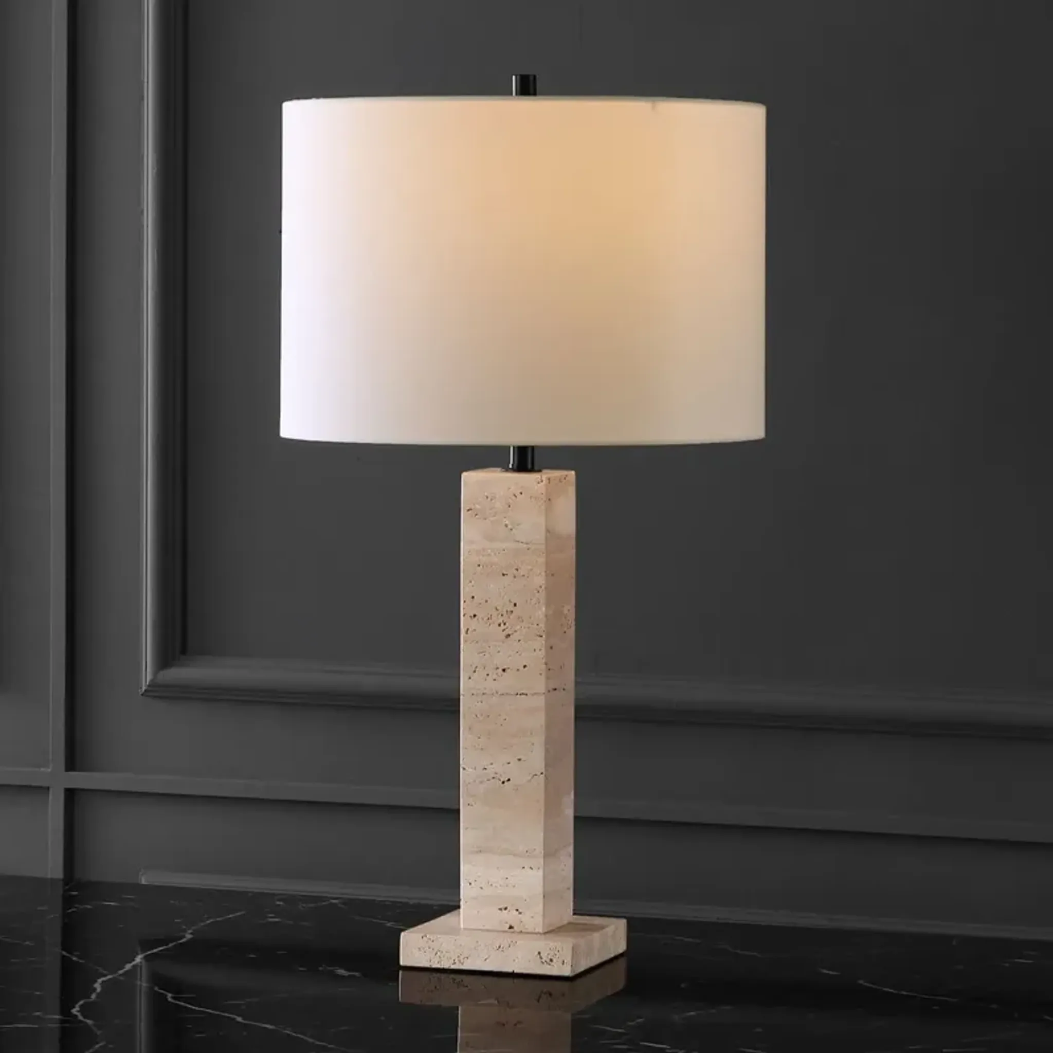 Novanna Travertine Table Lamp, Natural | Furniture.com