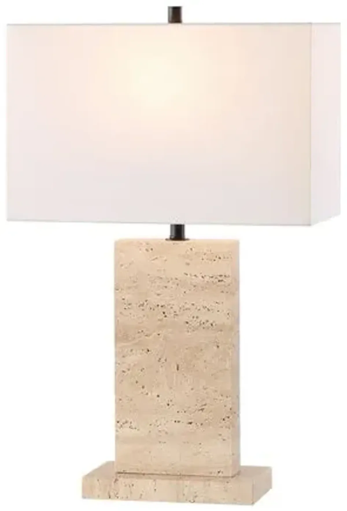 Serenel Travertine Table Lamp - Natural/Black - Beige