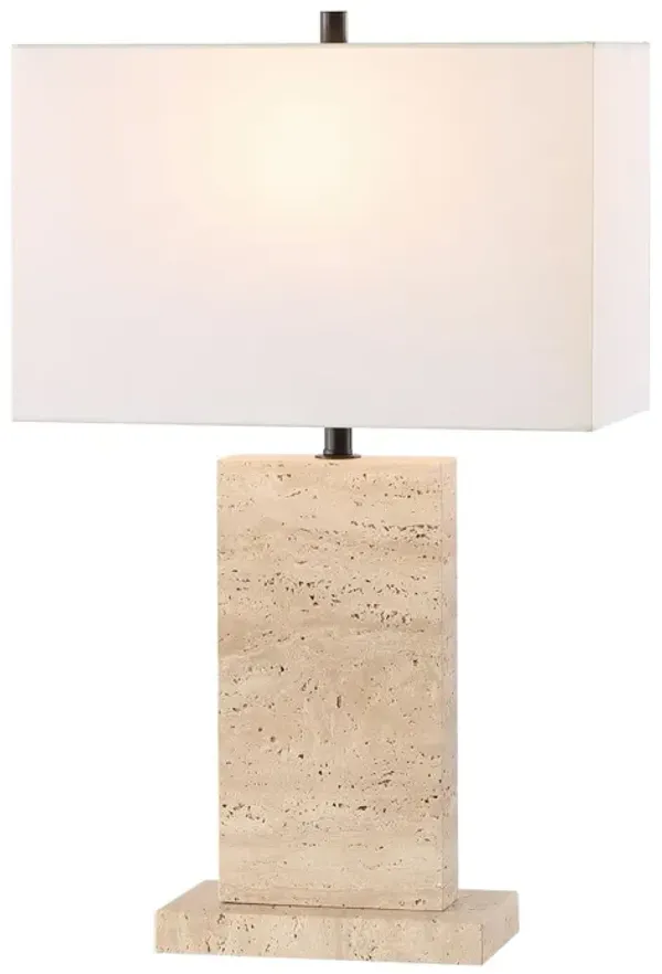 Serenel Travertine Table Lamp - Natural/Black - Beige