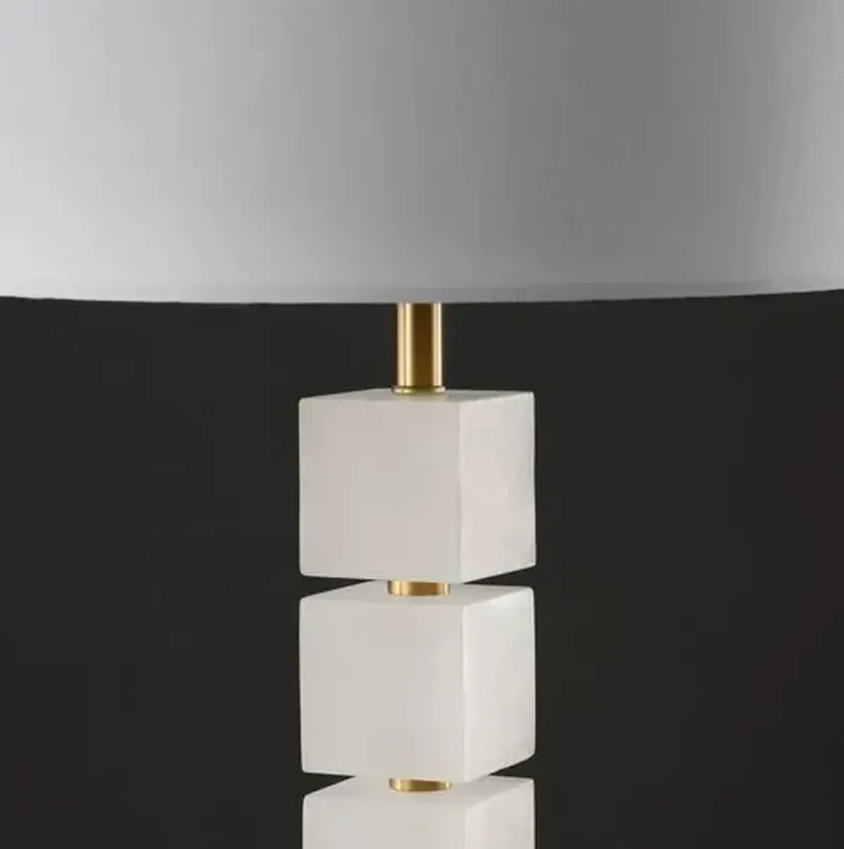 Zylenor Stacked Alabaster Table Lamp - White/Gold