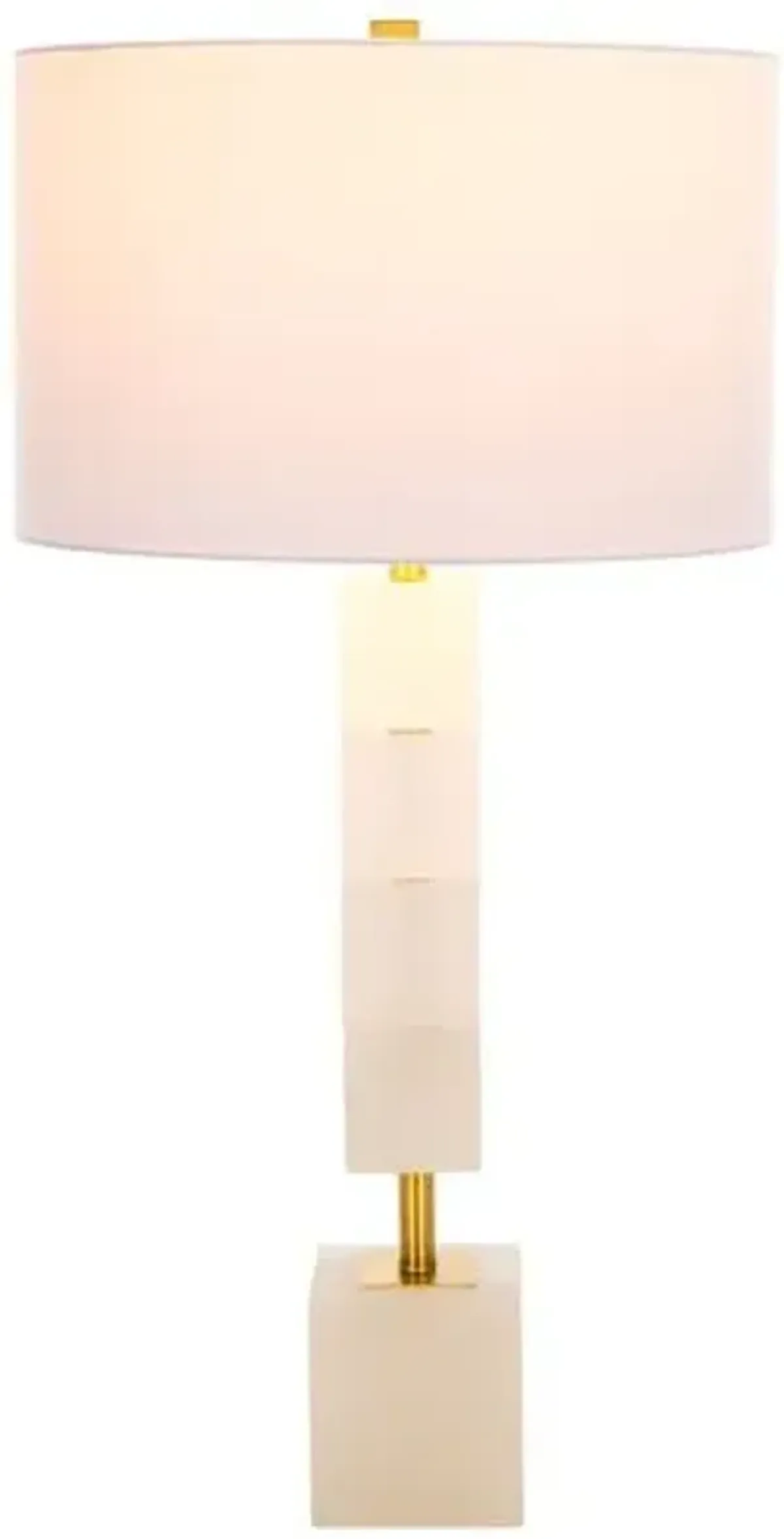 Zylenor Stacked Alabaster Table Lamp - White/Gold