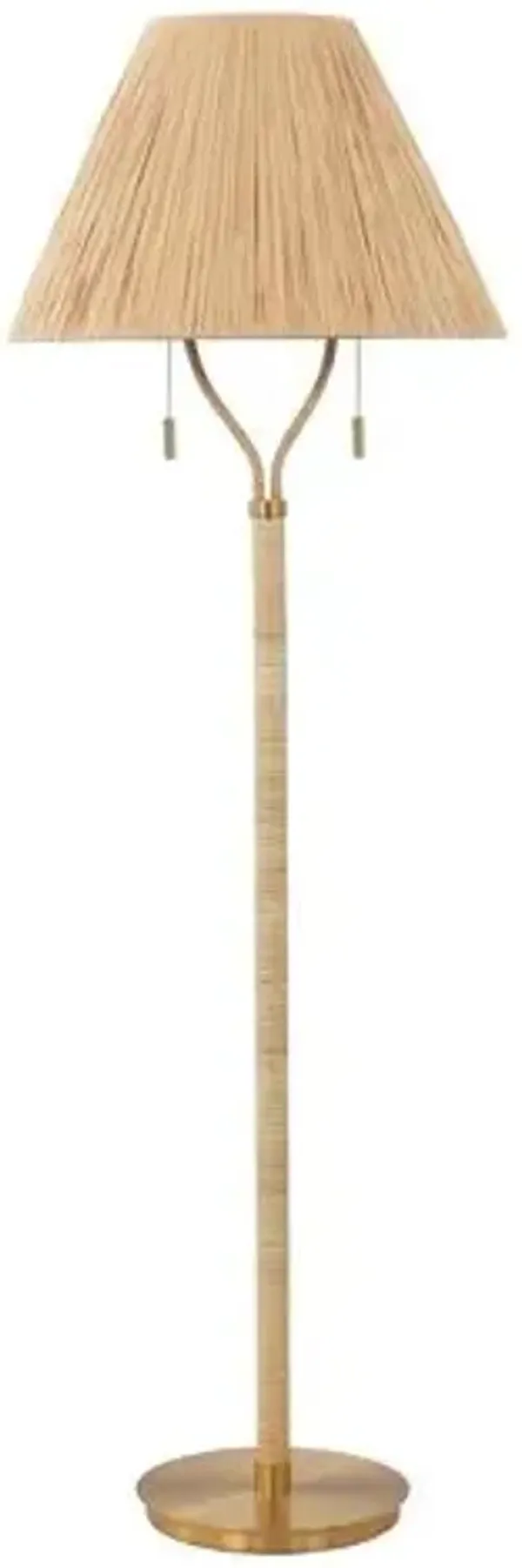 Torisa Iron/Rattan Floor Lamp - Natural/Gold