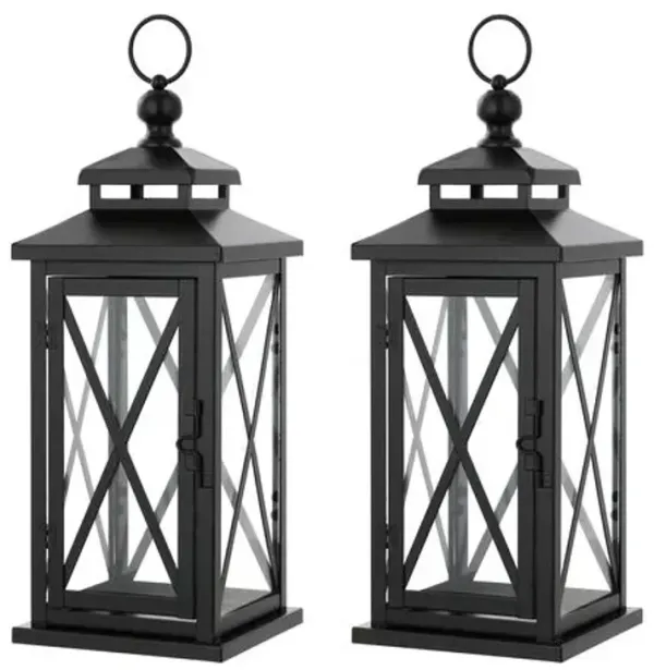 Set of 2 Violena Outdoor Lanterns - Black