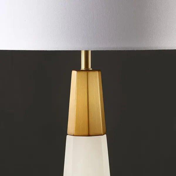 Lorinda Alabaster Table Lamp - White/Gold