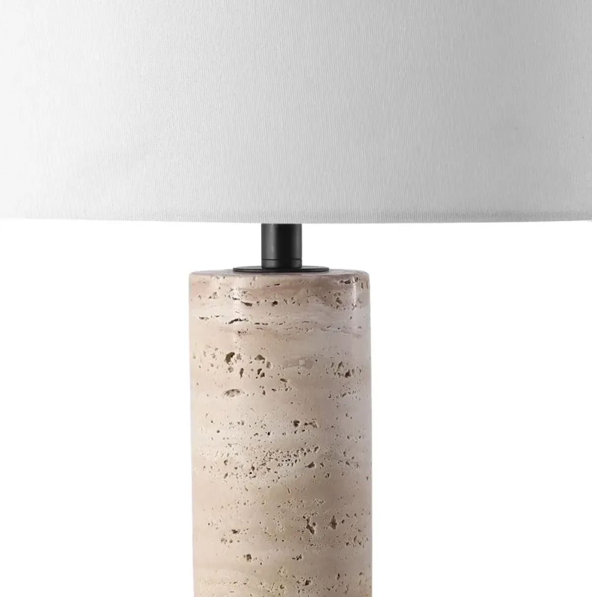 Serenen Travertine Table Lamp - Natural/White - Beige