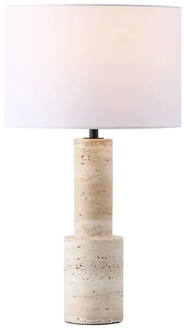 Serenen Travertine Table Lamp - Natural/White - Beige