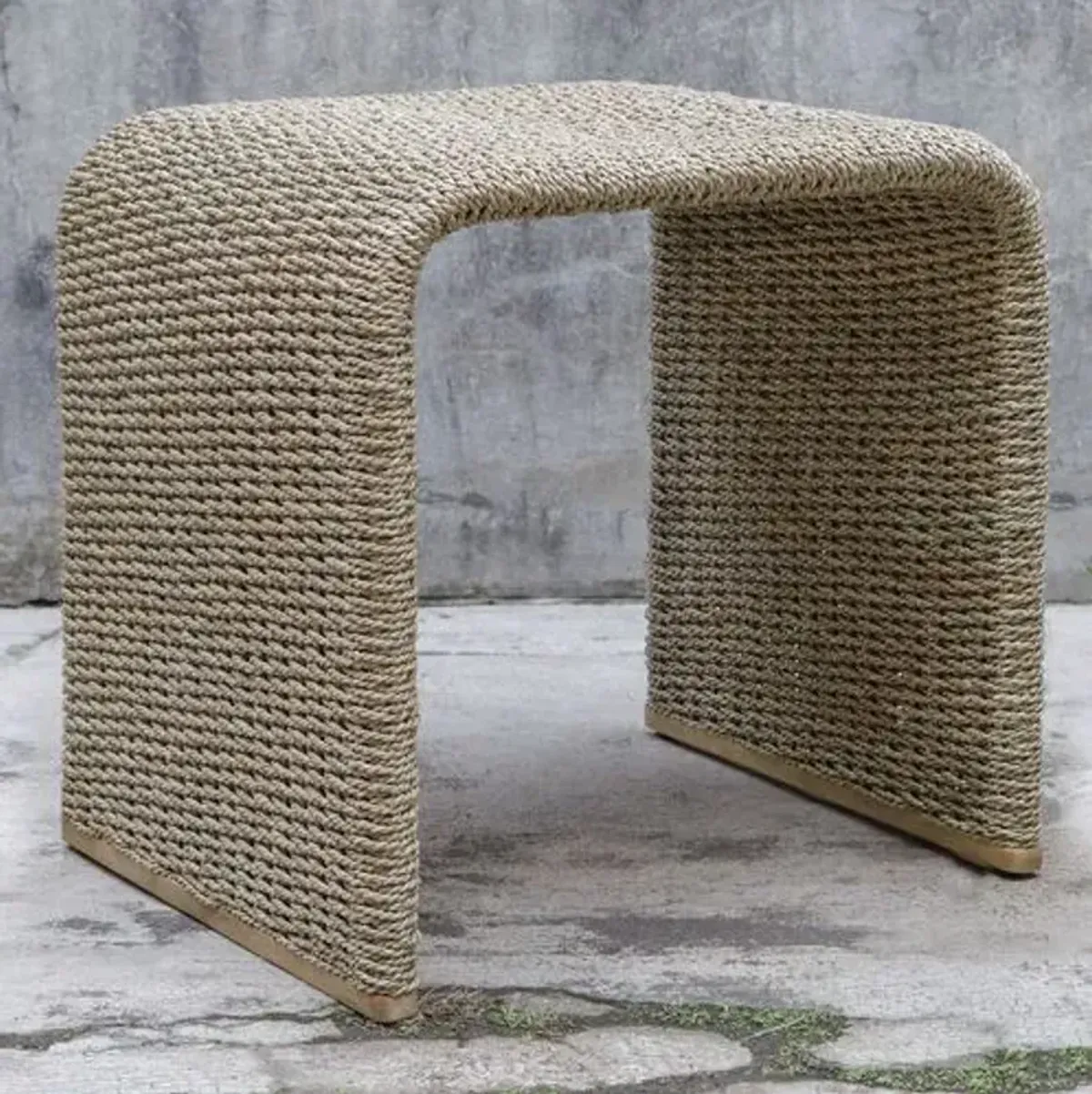Camellia Seagrass End Table - Brown