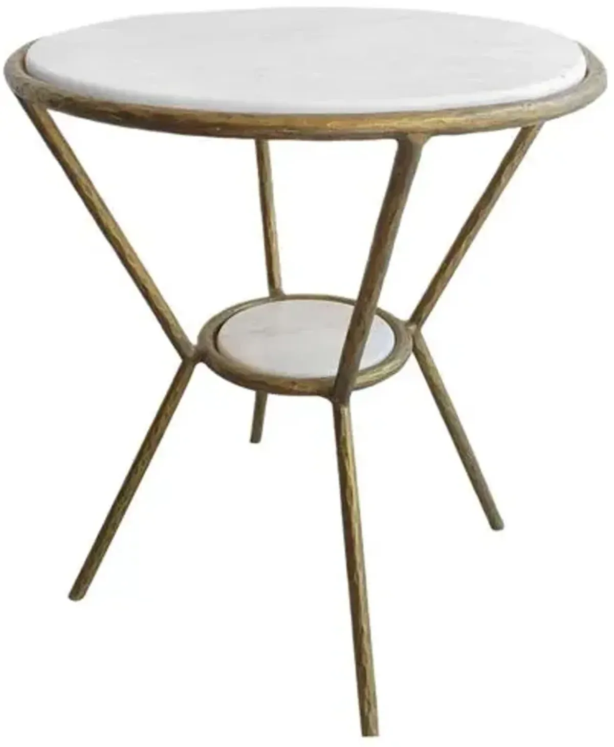 Ysabel Round Marble Side Table - Brass/Gold