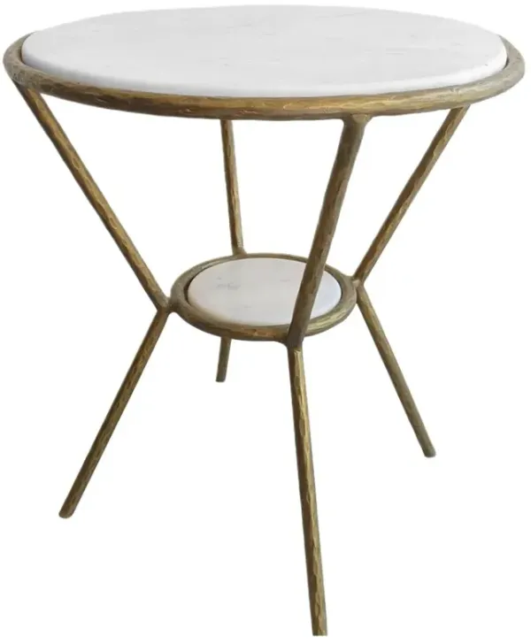 Ysabel Round Marble Side Table, Brass/Gold