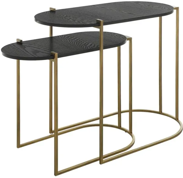 S/2 Rosabel Oval Nesting Tables, Black/Brass