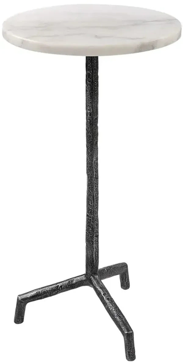 Marietta Marble Drink Table - Textured Iron/White - Multi