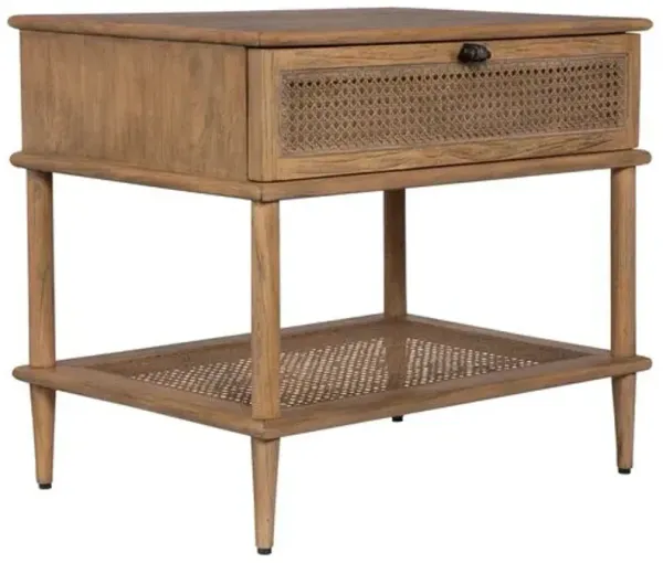 Magnus Cane 1-Drawer Side Table - Brown