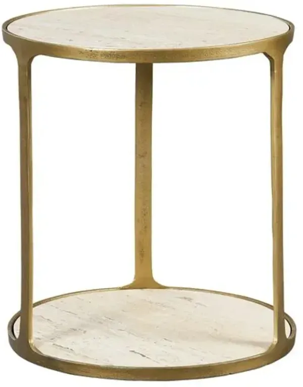 Leonie Travertine Side Table - Gold
