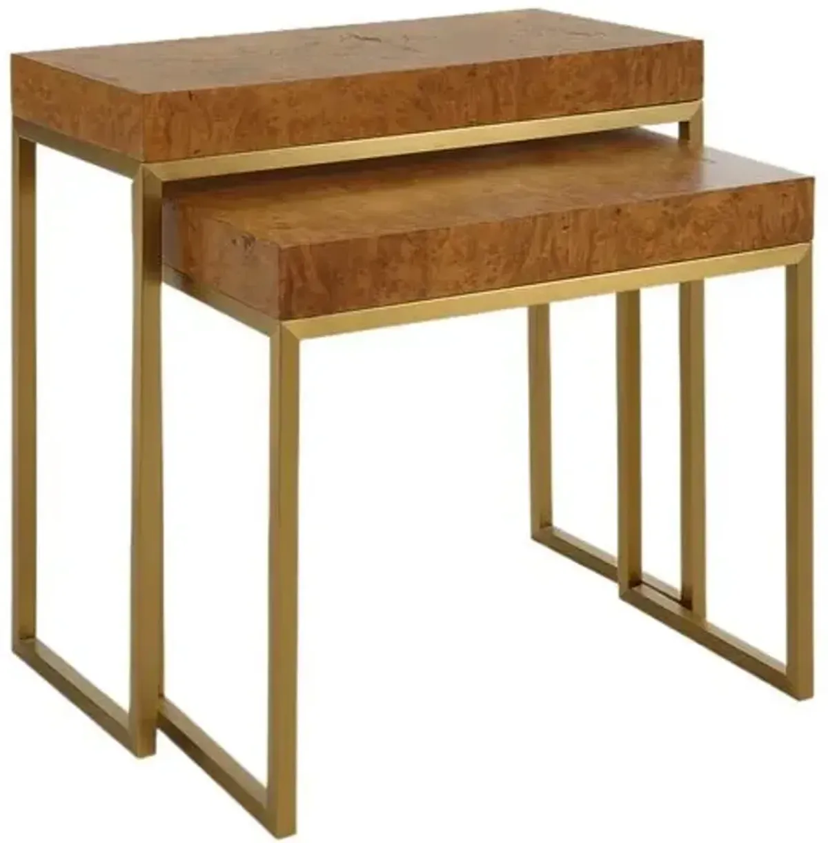 Set of 2 Crispin Burl Nesting Tables - Natural - Brown