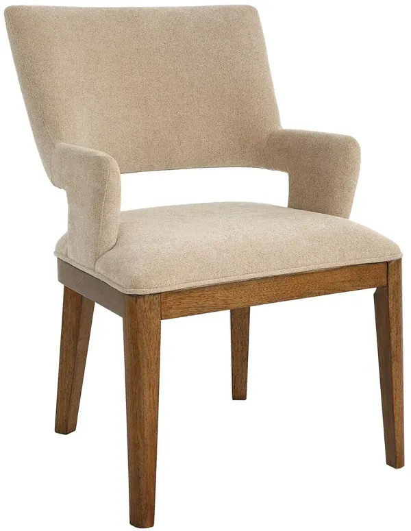 Elodie Dining Arm Chair, Textured Brown