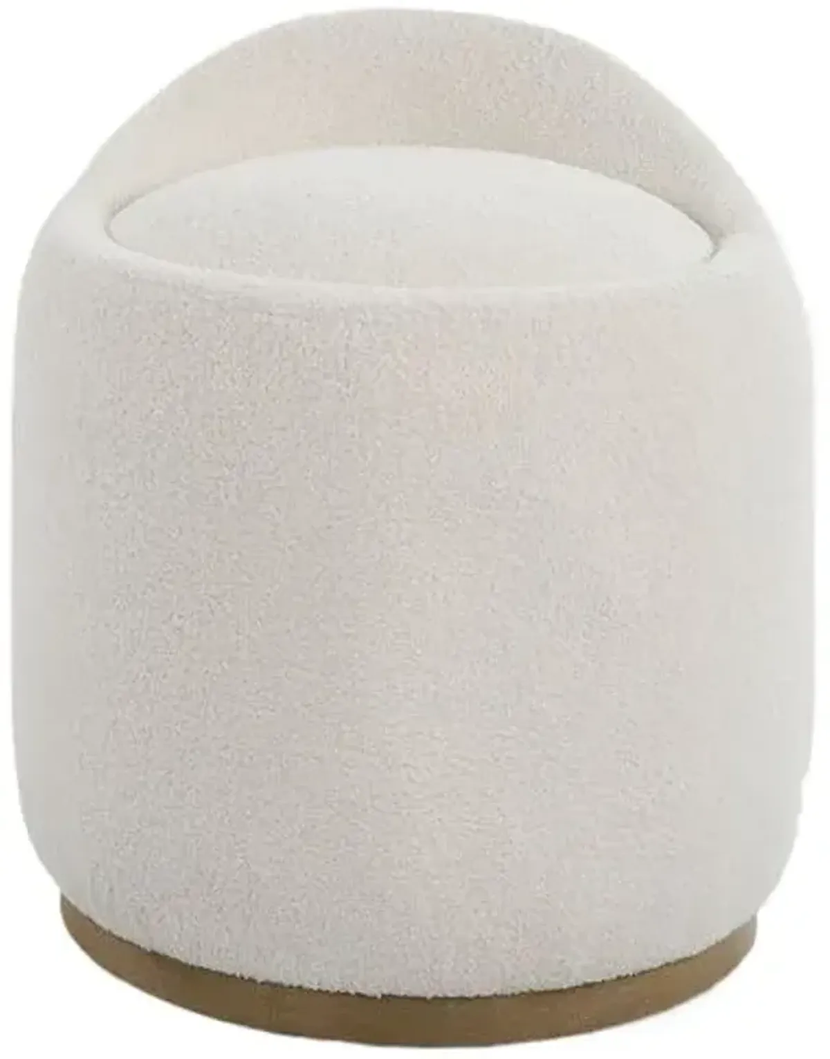 Carlo Faux Sheepskin Swivel Ottoman - White