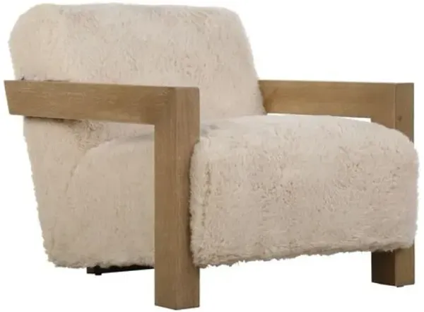 Opal Faux Sheepskin Accent Chair - Natural - Brown, Comfortable, Durable