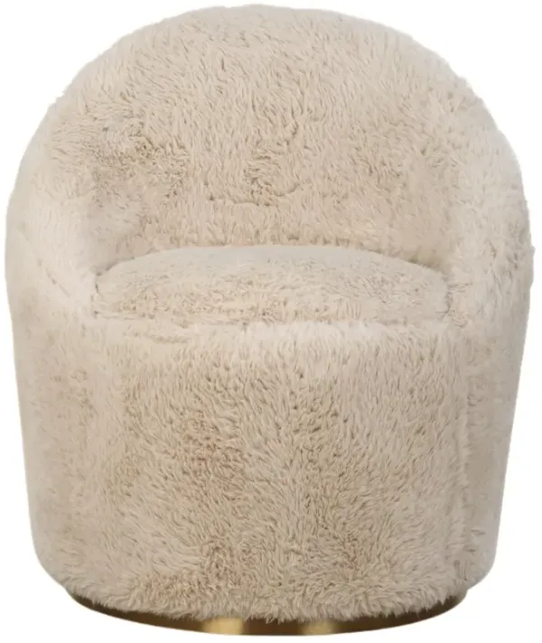 Eliana Sheepskin Swivel Chair, Brown