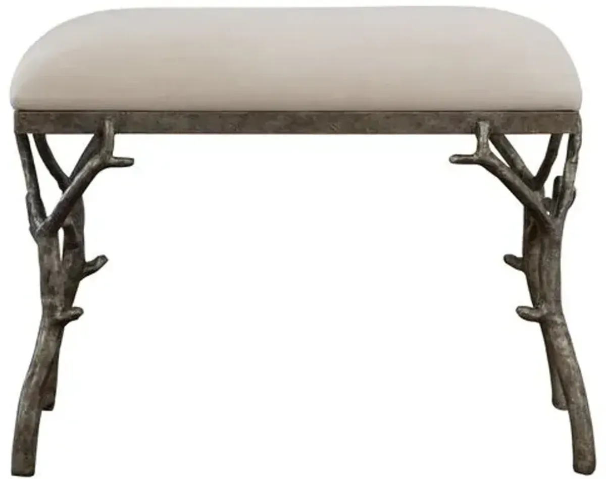 Jovana Small Bench - Silver/White