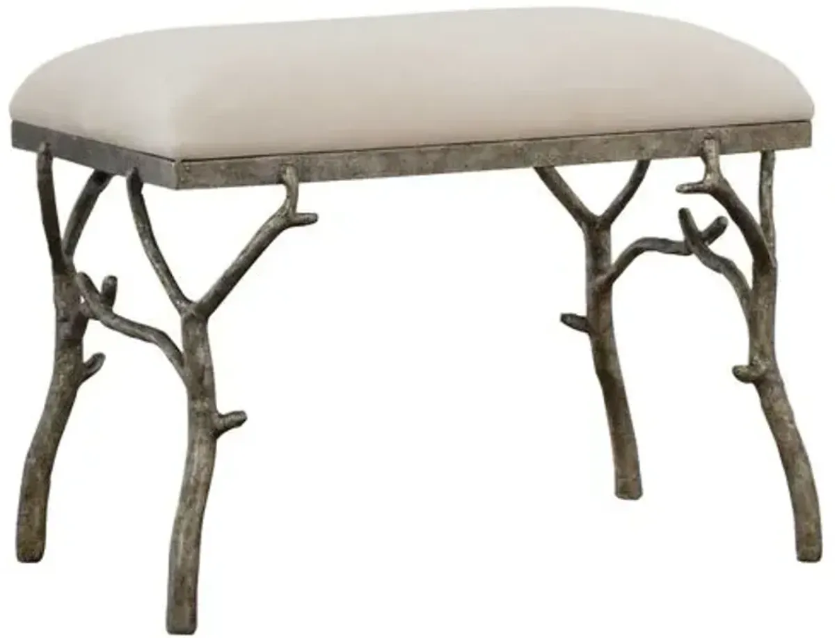 Jovana Small Bench - Silver/White
