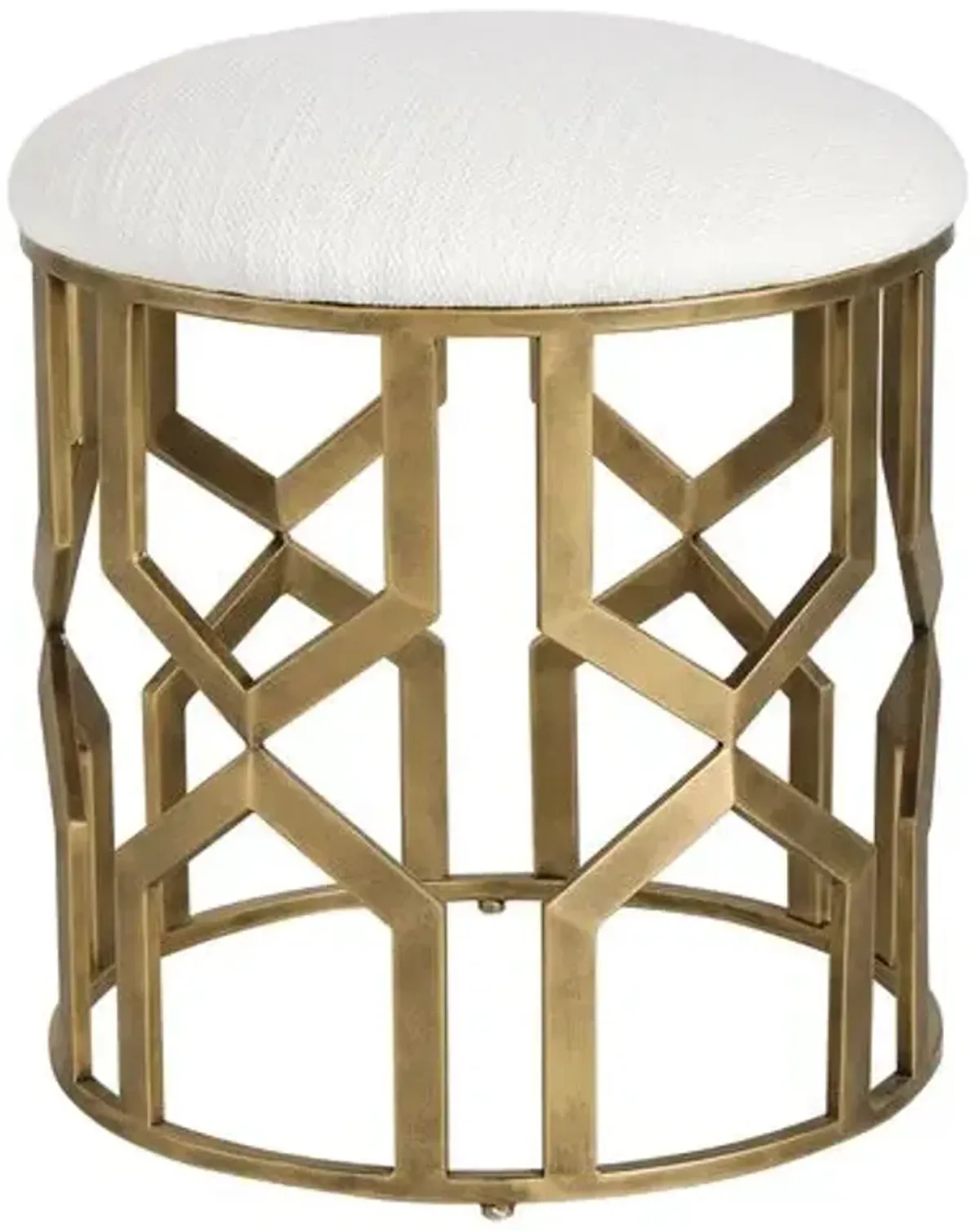 Edmundo Accent Stool - Brass/Textured White