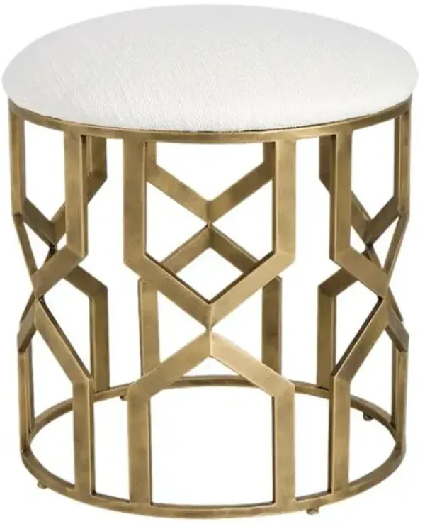 Edmundo Accent Stool - Brass/Textured White