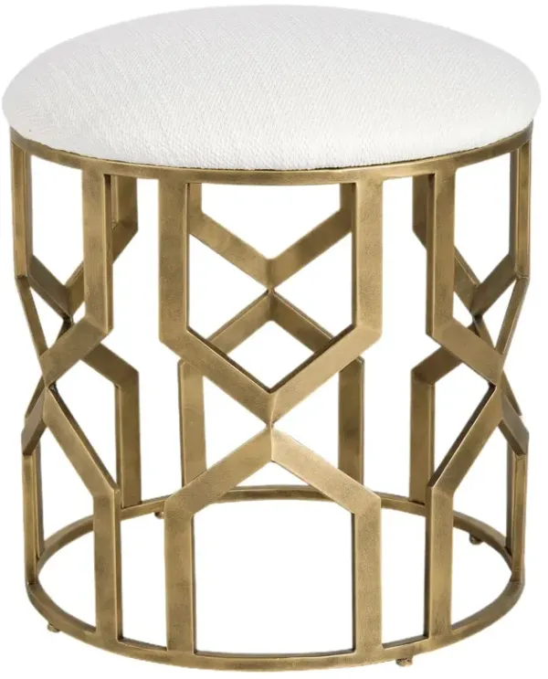 Edmundo Accent Stool, Brass/Textured White