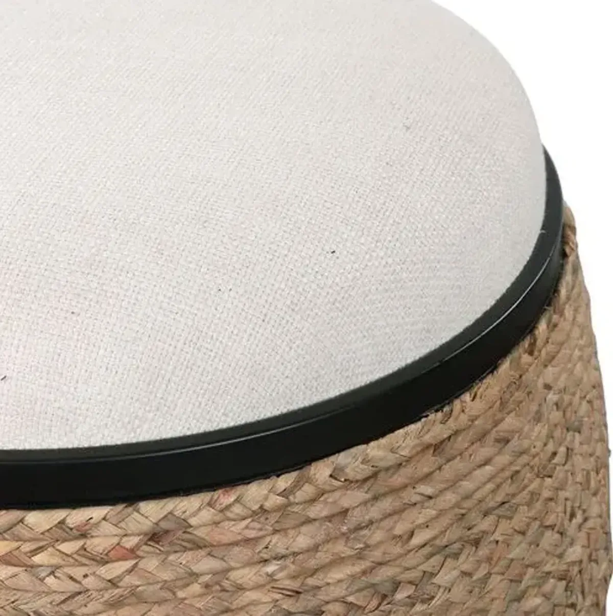 Niko Braided Straw Ottoman - Natural - Brown