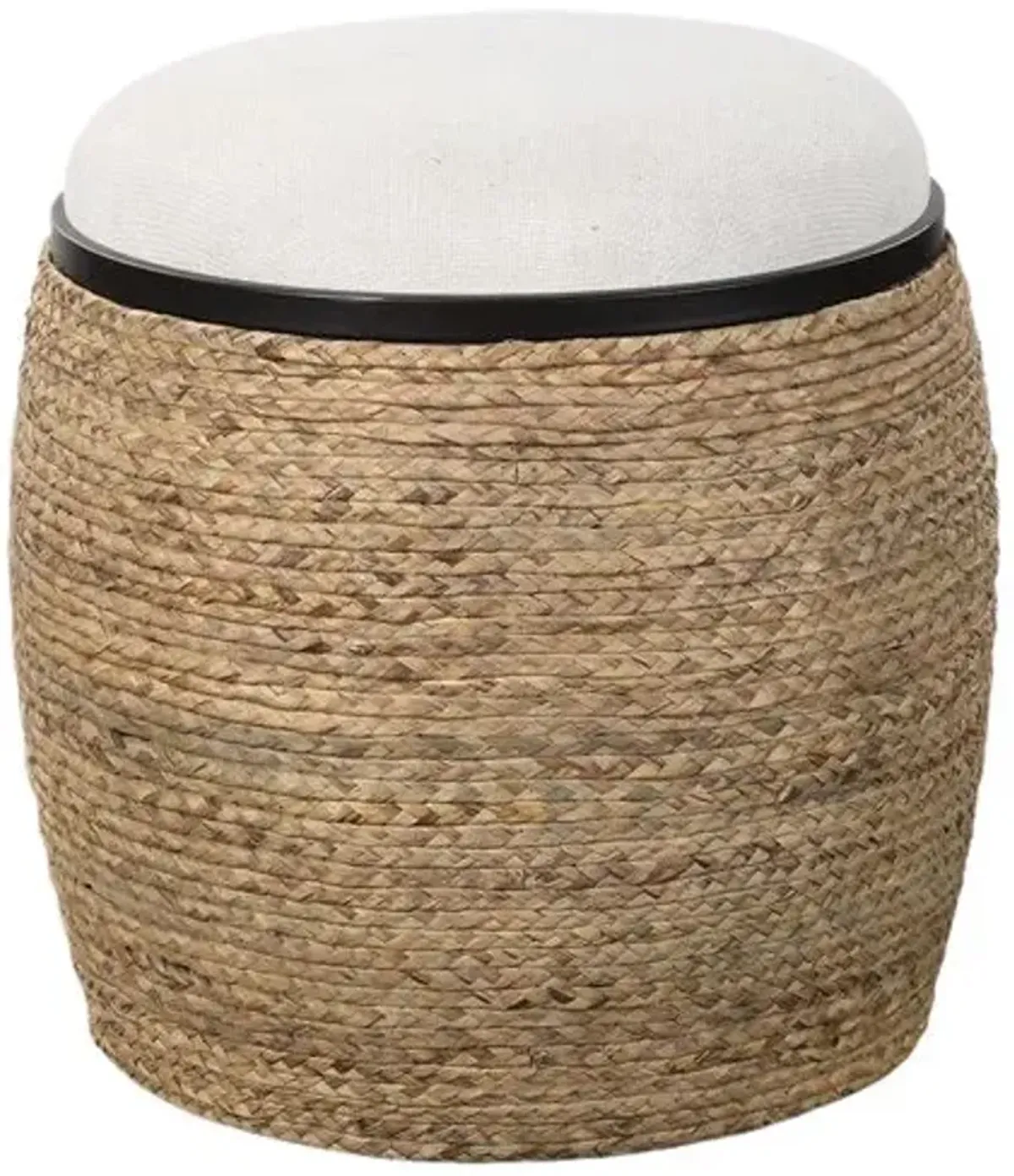 Niko Braided Straw Ottoman - Natural - Brown