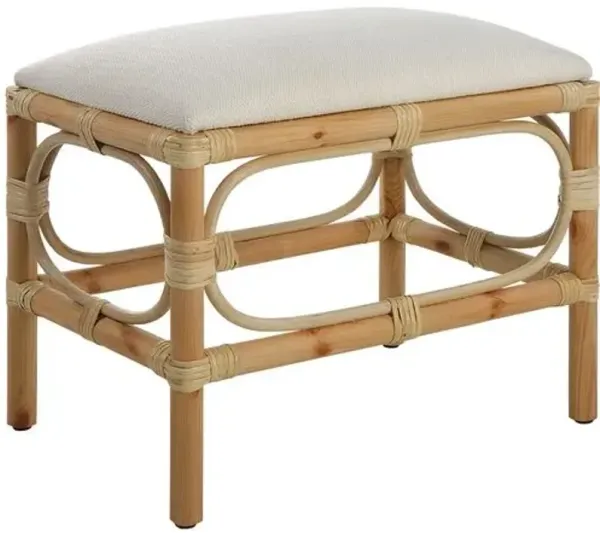 Orin Rattan Small Bench - Textured White/Natural
