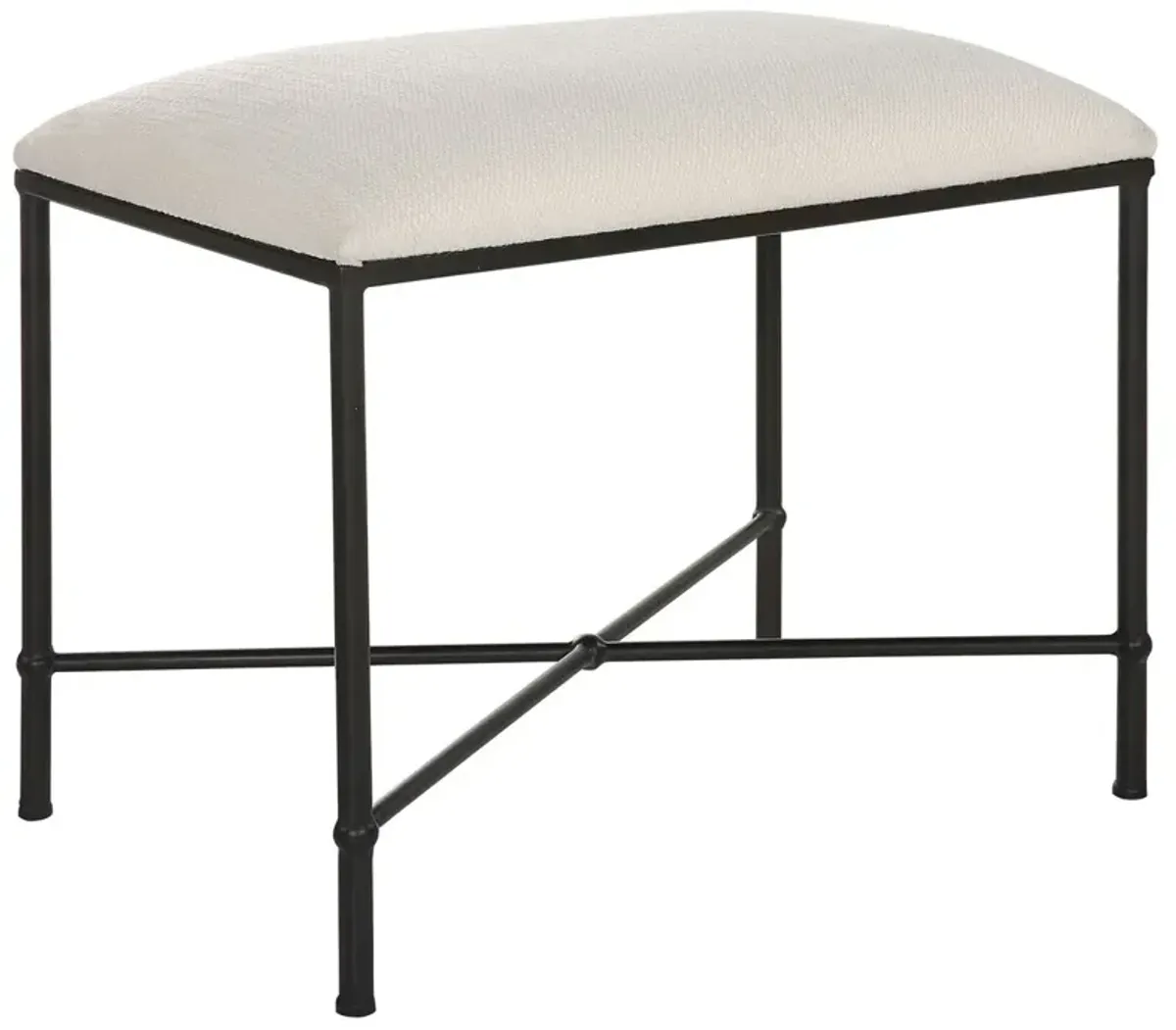 Nikolai Small Iron Bench, Textured White