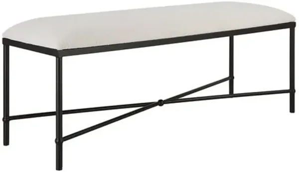 Nikolai Iron Bench - Textured White - Black