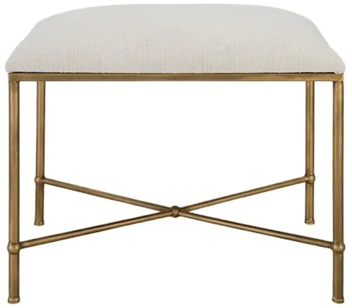 Nikolai Small Iron Bench - Textured White - Gold