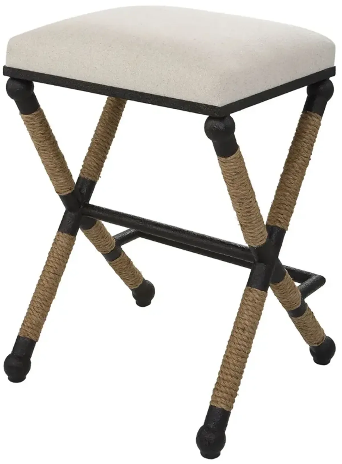 Leandra Flax Counter Stool, Oatmeal/Black/Natural