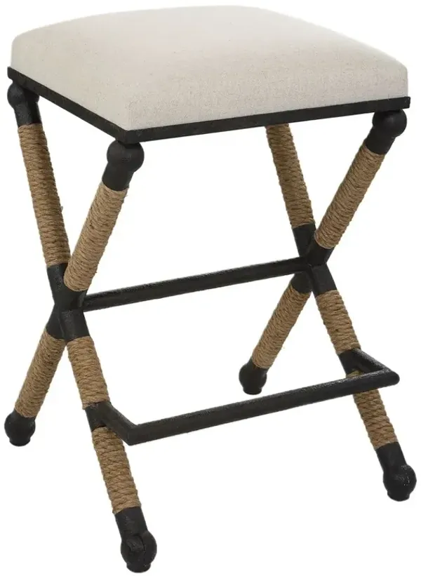 Leandra Flax Counter Stool, Oatmeal/Black/Natural