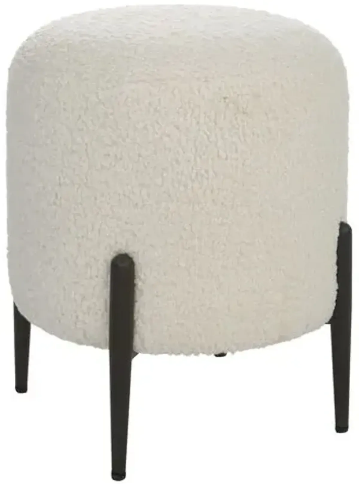 Cillian Faux Shearling Ottoman - Black/White - Multi