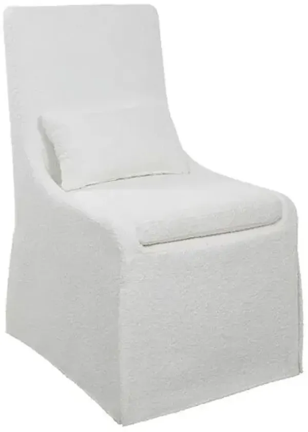 Orson Boucle Slipcover Armless Dining Chair - White