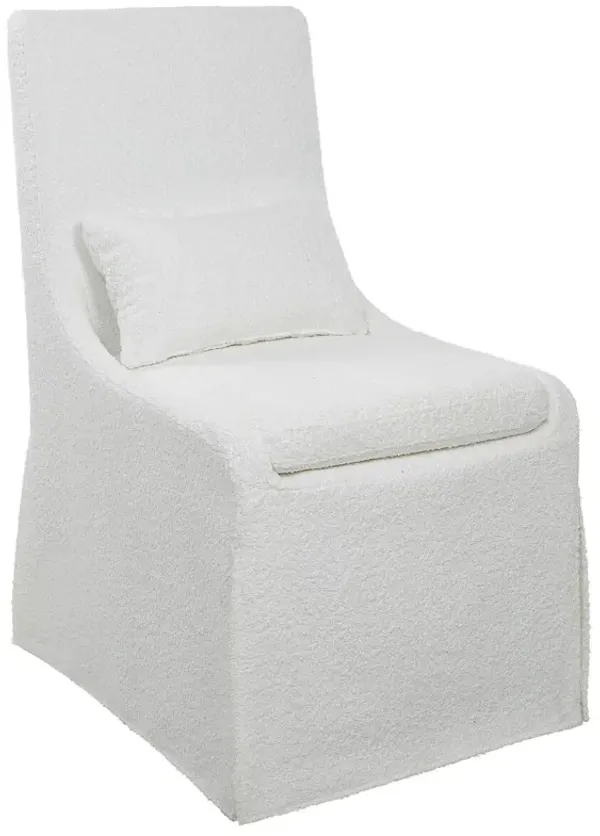 Orson Boucle Slipcover Armless Dining Chair, White