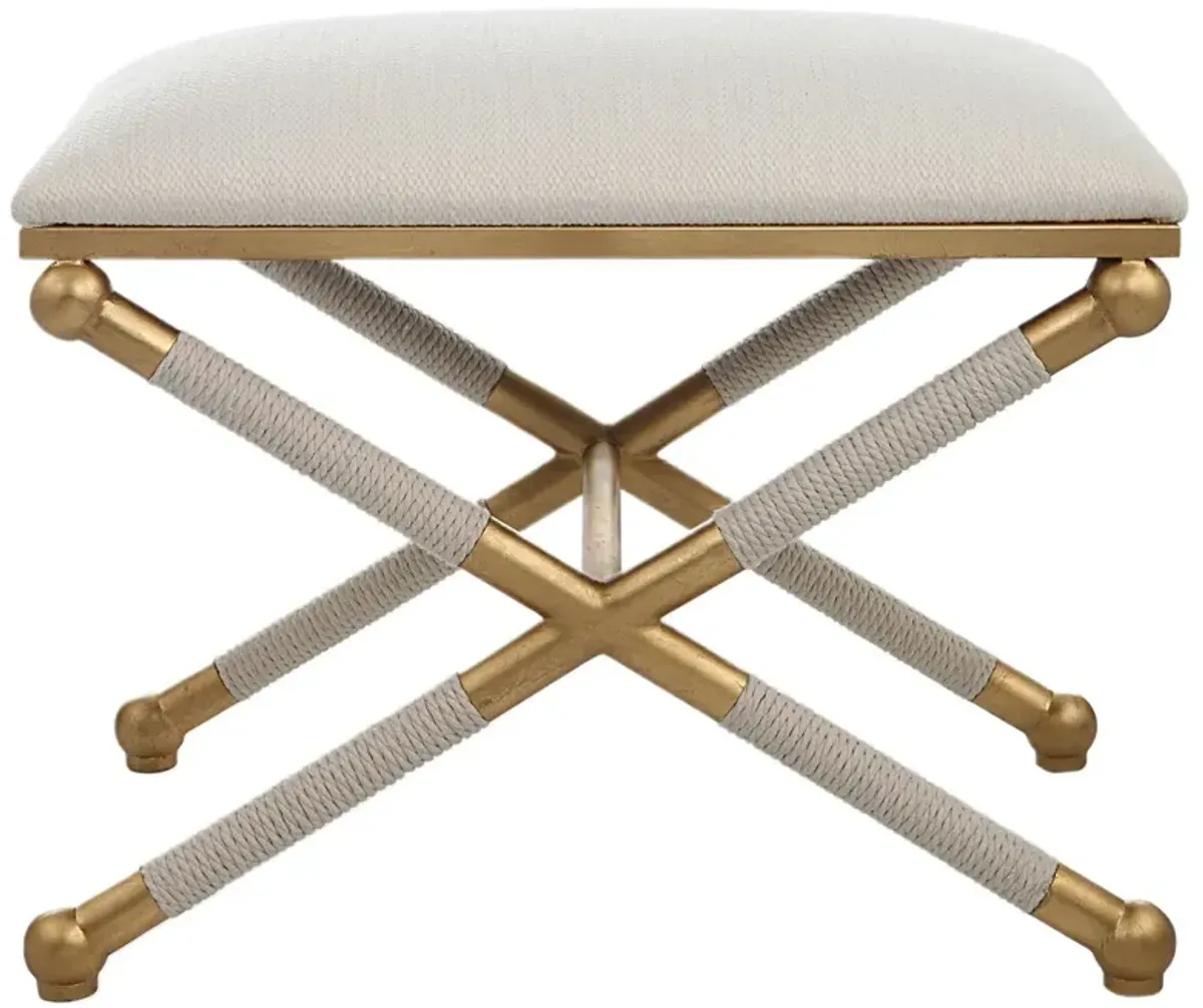 Caelum Small Bench, Gold/Textured White