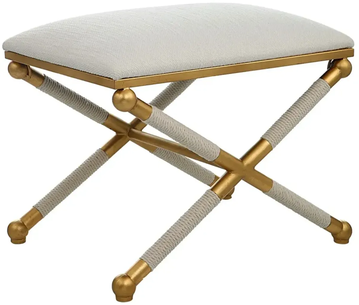 Caelum Small Bench, Gold/Textured White