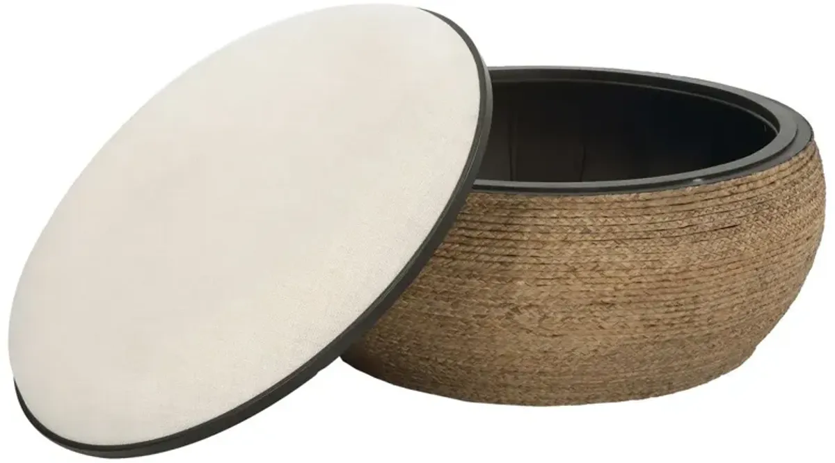 Niko Braided Straw Ottoman - Natural - Brown
