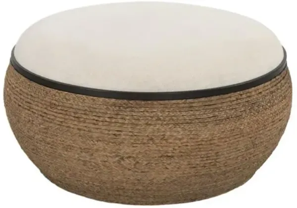Niko Braided Straw Ottoman - Natural - Brown