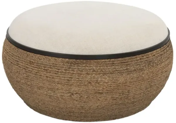Niko Braided Straw Ottoman - Natural - Brown