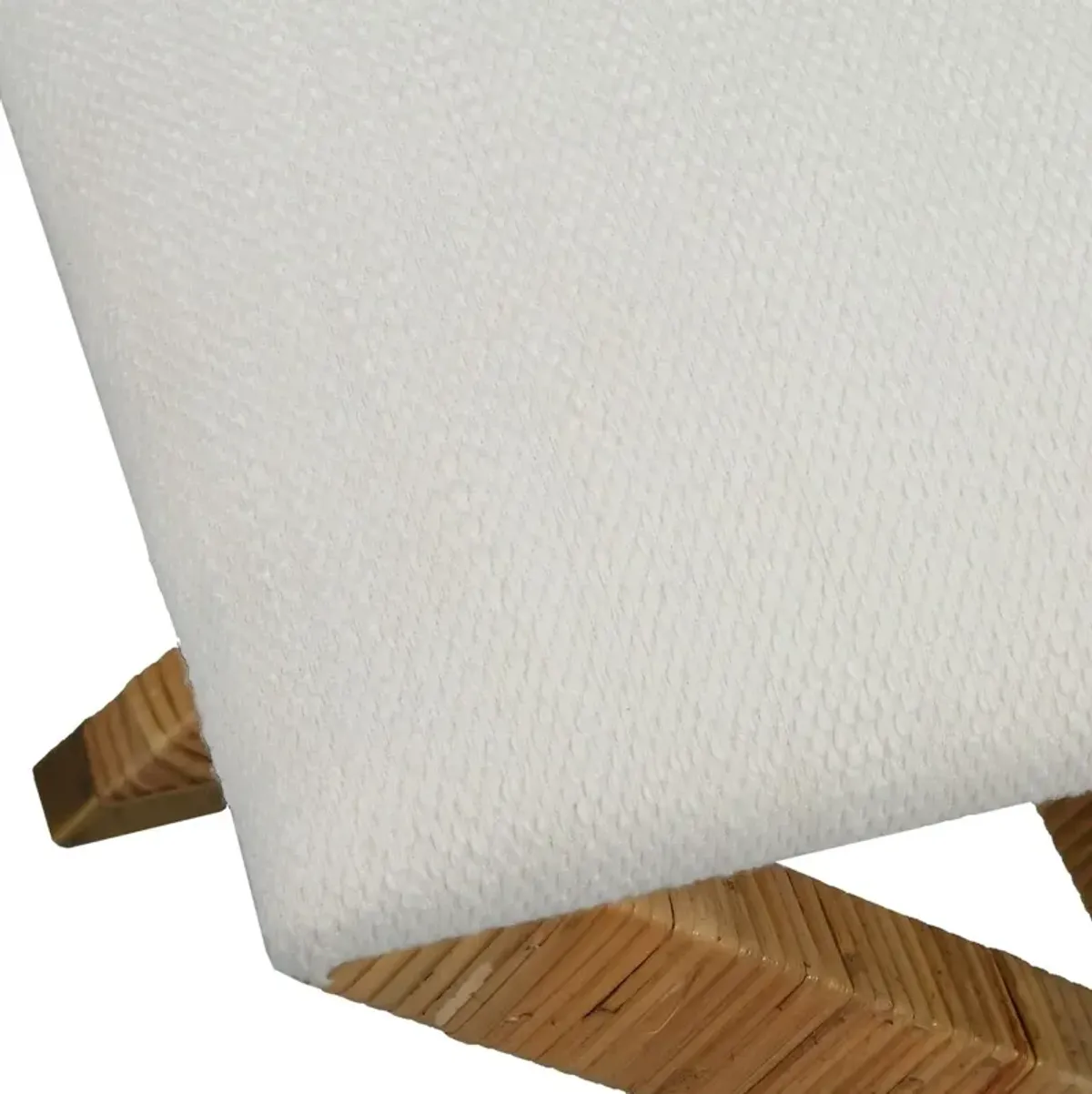 Aubrielle Small Rattan Bench, Brown/White