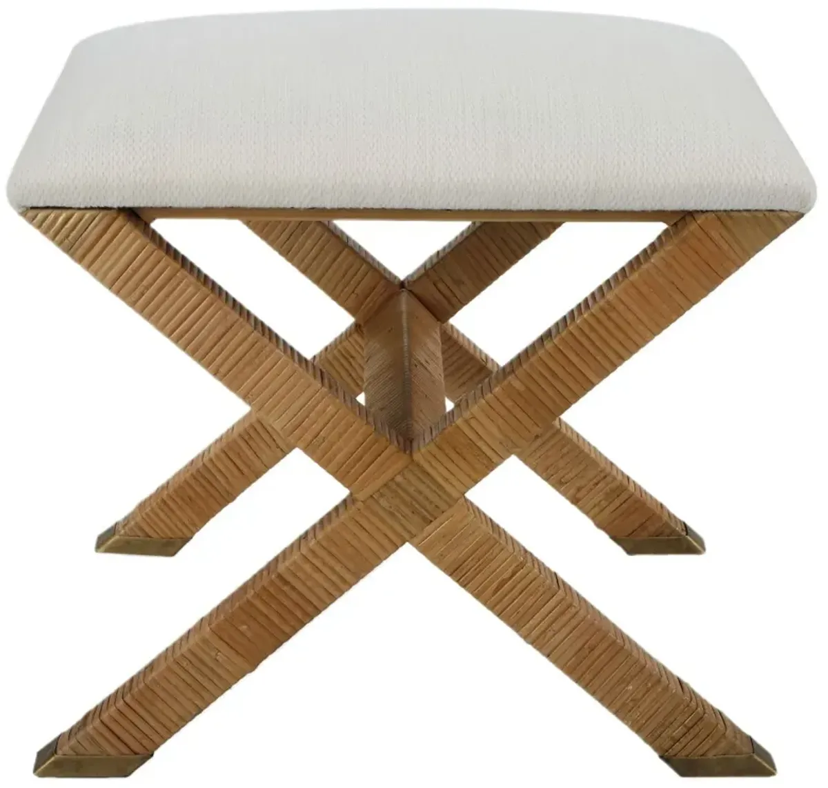 Aubrielle Small Rattan Bench, Brown/White