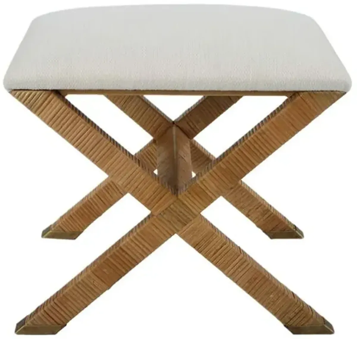 Aubrielle Small Rattan Bench - Brown/White - Multi