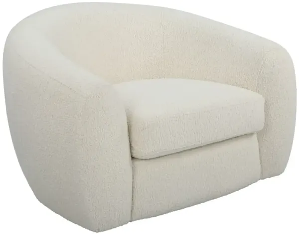 Marigold Textured Boucle Swivel Chair, White