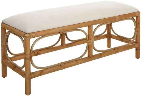 Orin Rattan Bench, Textured White/Natural